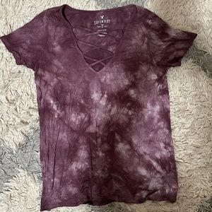 Soft and sexy tie dye lace up top